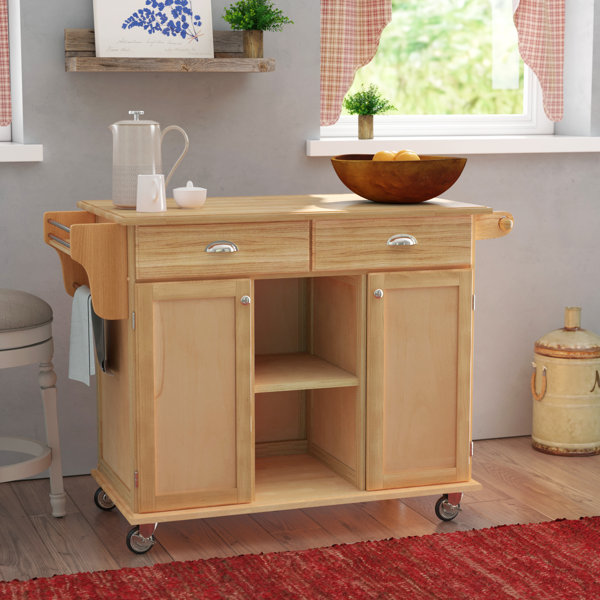 August Grove® Lili 49.75'' Solid Wood Kitchen Cart and Locking Wheels